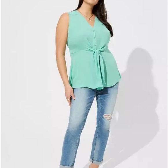 Torrid - Peplum Georgette Button-Front Tie-Front Blouse-Size 5X NWT - Picture 2 of 12